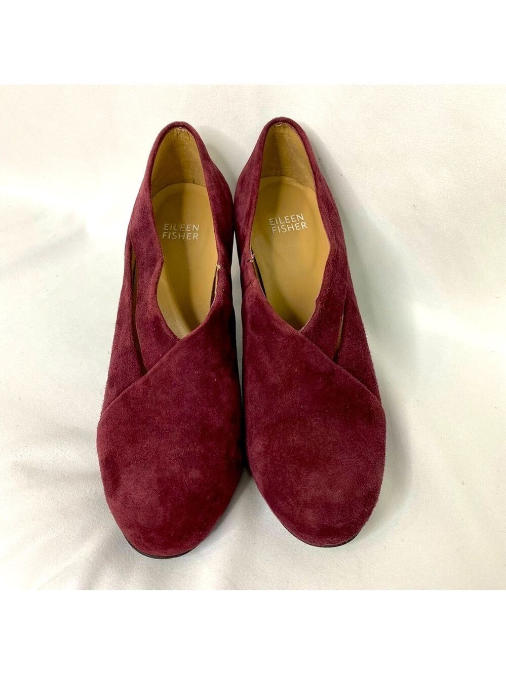 Eileen Fisher Suede Booties Mulberry Purple Cutout Size 7